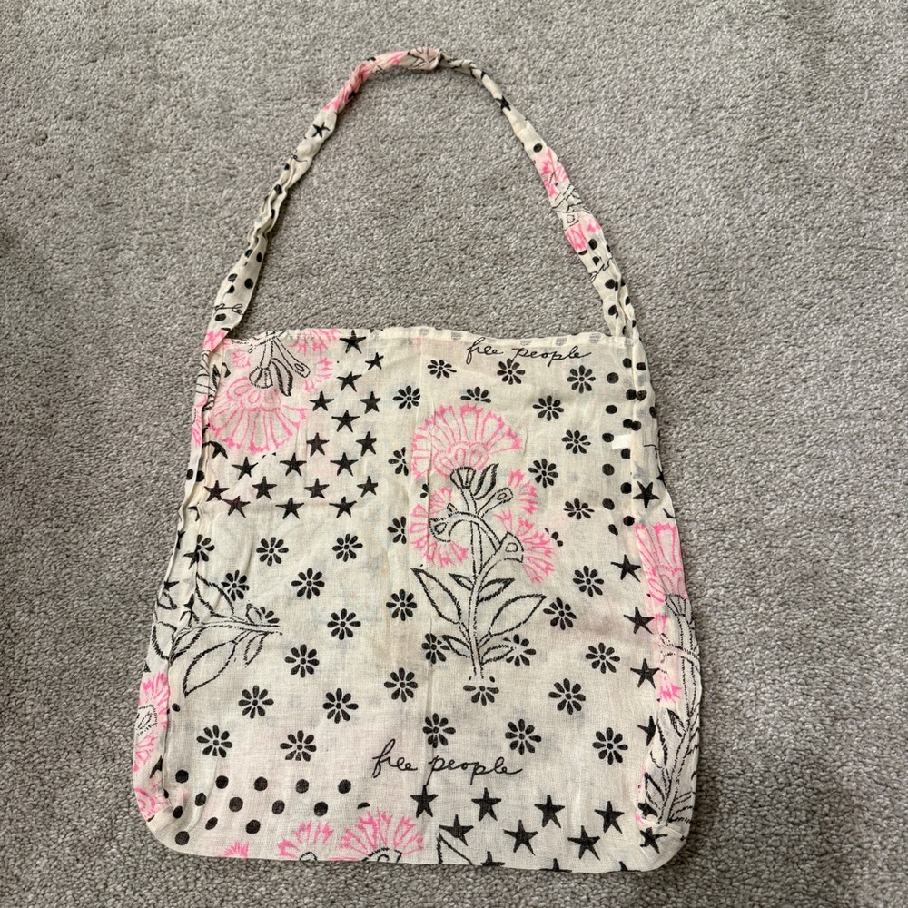 Free People Bag Gauze Boho Reusable Shopping Tote Floral Cloth Bag Tote Beach